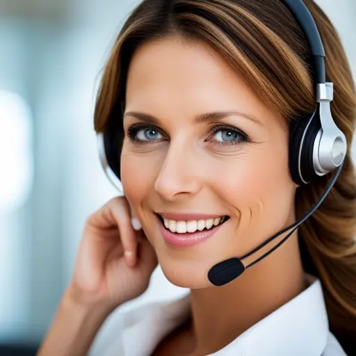 A smiling woman wearing a headset woman headset smiling